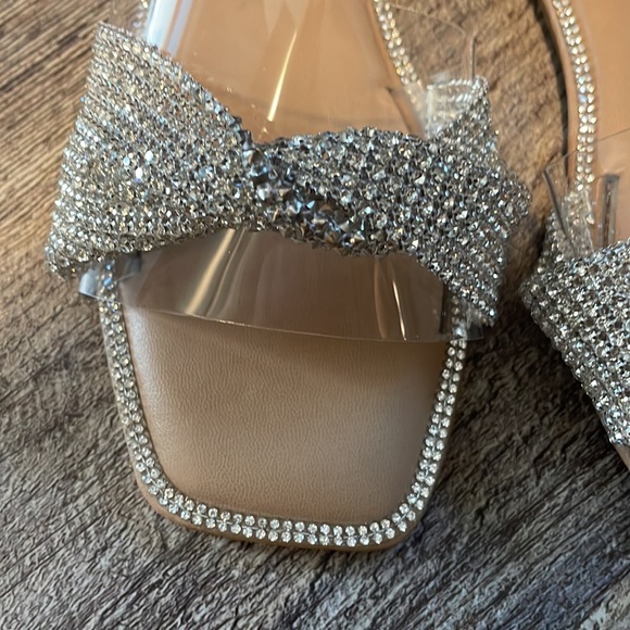Qupid rhinestone Diamond mesh slide sandal 7 w - Picture 3 of 4